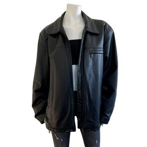 Oversized Black Leather Bomber Style Jacket Buttery Soft